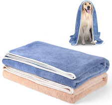 Dog Towel, 2 PACK LARGE & SUPER Absorbent Microfibre Pet Towel, Microfiber Pet B