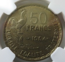 FRANCE 50 Francs 1954 A NGC MS