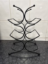 Retro Black Wine Rack. Fits 6 Bottles. Vintage Atomic Style. Man Cave Home Bar