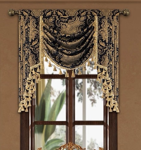 Damask waterfall swag valance - damask,