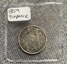 1859 Victoria Silver Sixpence