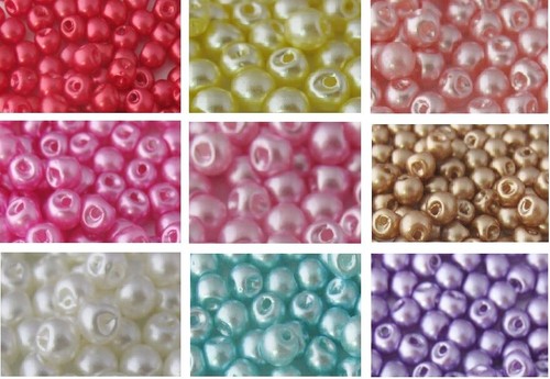 Pearl bead buttons - pearl, sideways