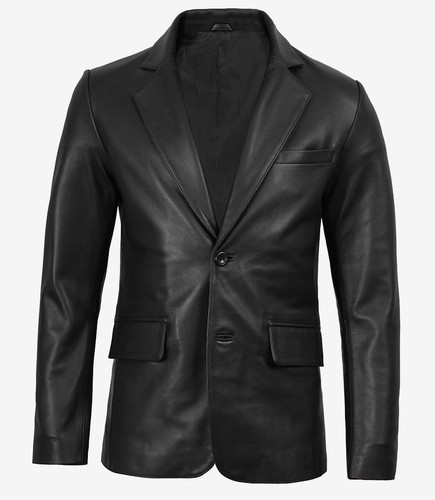 Men genuine leather blazer - men's,