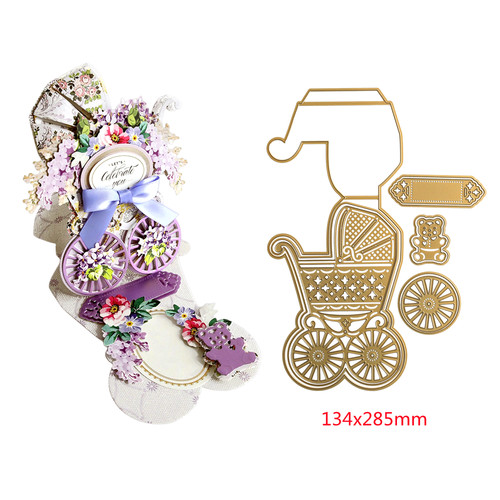Baby carriage easel - carriage, metal
