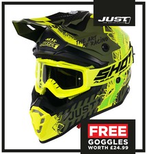 NEW JUST1 J38 ADULTS MOTOCROSS MX ENDURO OFF ROAD CRASH HELMET GREEN YELLOW MATT
