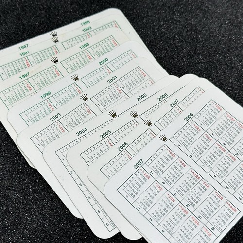Rolex calendar cards 1987 - calendar, to