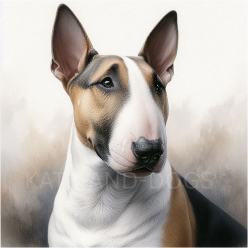 Bull terrier watercolour - bull,