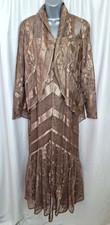 DAMIANOU BRONZE Gown &Jacket Dress UK12 Strappy Floral  ELEGANT Vintage  L2877