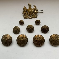 General Service Corps Brass Military Cap Badge and Buttons WW2 Period