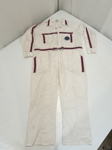Vtg jumpsuit white racing - white, w/