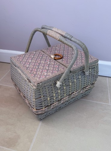 Vintage wicker sewing basket - wicker,