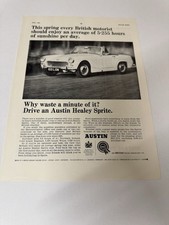 Original 1965 Austin Healey Sprite Magazine Advert Poster Man Cave Garage Retro.