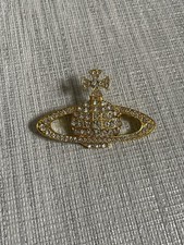Vivienne Westwood Brooch Large Gold Metal Saturn Orb Pin Badge Brooch