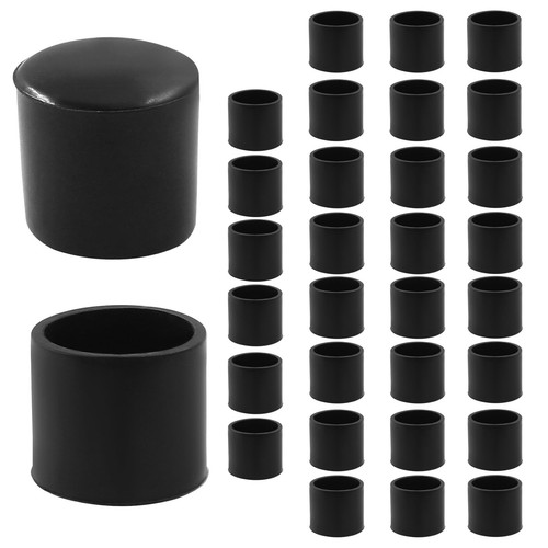 32pcs round black - black, rubber