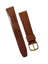 HIRSCH QUALITY VINTAGE 18MM REPTILE GRAIN, GOLD BUCKLE WATCH STRAP SLIGHT MARKS.