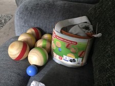 Playtive Wooden Boules Set inc Case Instructions 6 Balls & Jack Lawn Summer Game