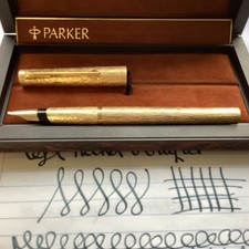 PARKER 105 14K GOLD BROAD OBLIUE ITALIC NIB FOUNTAIN PEN SUPERB