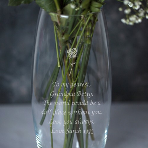 Engraved glass vase for - glass,