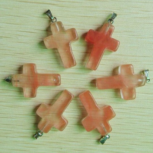 Crystal necklace carved cross - crystal,