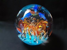 Vintage Murano? Art Glass Sea Themed Tropical Fish With Dolphins Paperweight