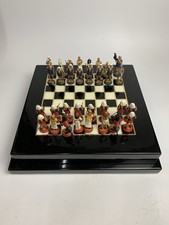 Egyptian Themed Chess Set Hand-Painted Figurines with Gloss Board [b.A0-35]