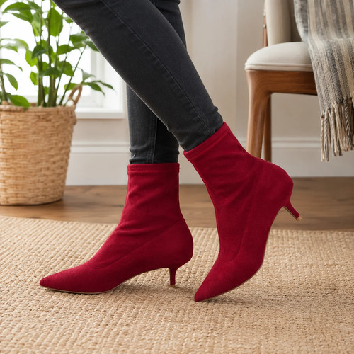 Next red faux suede - suede, sock