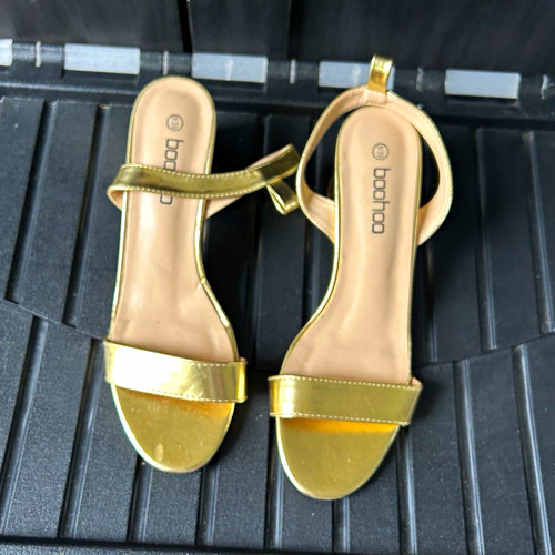 Boohoo gold strappy - block, heel