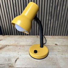 Vintage Retro BHS Desk Lamp  Gooseneck  1990s Yellow Black  Button