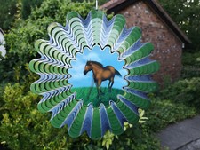 RRP £24 - 10"/25cm ANIMATED HORSE Designer WIND SPINNER Iron Stop Hook Garden