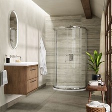 Nuie Pacific 1050mm D-Shaped Shower Enclosure 6mm Safety Glass Sliding Door