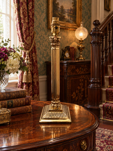 Brass corinthian column - corinthian, table