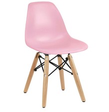 Natural Wood Legs Eames Chair Pink Seat Designer Dining Chair Cafe Home Office