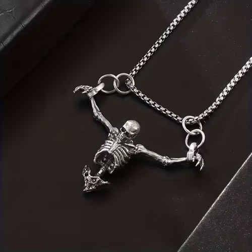 Dark skull pendant necklace - dark,
