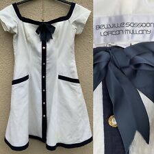 BELLVILLE SASSOON VINTAGE 80s WHITE BLACK COTTON DRESS COUTURE 14 16