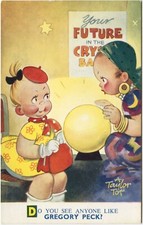 FORTUNE TELLER, CRYSTAL BALL, TAYLOR TOTS  - Bamforth Comic Postcard