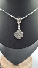 Silver Crystal Shamrock Four Leaf Clover Pendant Lucky Irish Gift 18" S/steel 
