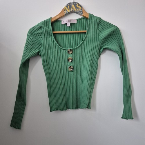 Green ribbed scoop neck long