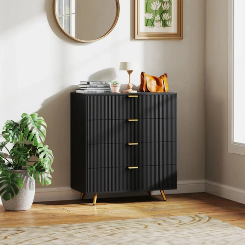 Chest drawers black 4 - chest,
