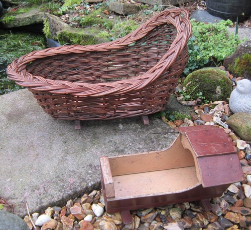 Vintage wicker doll - wicker, cradle