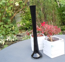 Tall Black Art Glass Bud  Lily