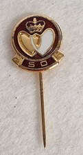 Vintage Blood Donor 50 Enamel and Silver Gilt Stick Pin Badge with Hallmark