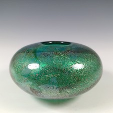Isle of Wight Studio / Michael Harris 'Azurene Green' Glass Squat Vase