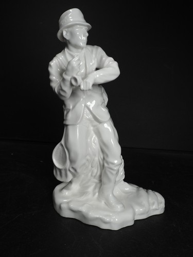 Vintage white porcelain angler - white,