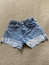 ZARA Shorts. Size: Age 10 (140cm) Blue Denim With White Design