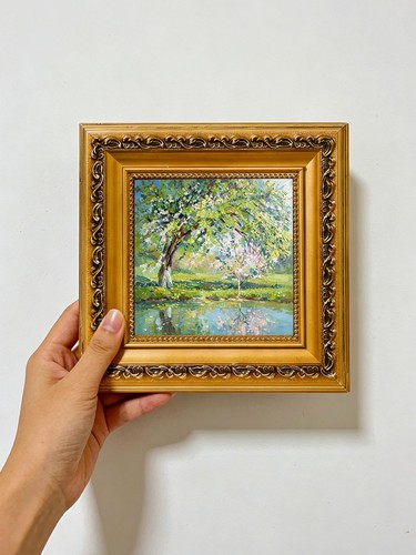 Spring trees calm water - spring, –