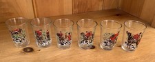 Set of 6 Individual Designs Vintage Gold Rimmed Shot Glasses Fox Hunting Scenes