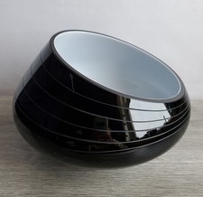 Royal Doulton Black White Cased Slanted Cut Glass Vase Contemporary