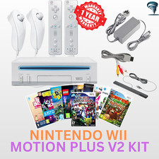 Nintendo Wii Console Bundle Kit V2 Motion Plus 2 Controllers Nunchuk 10 Games