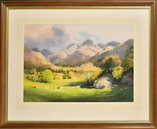 VIVIENNE POOLEY 'SPRING SUNSHINE IN LANGDALE' LARGE WATERCOLOUR PAINTING, SIGNED