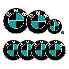 For BMW Badges - Matte Black & Aqua Green - All Models Decals Wrap Stickers